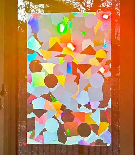 Vista 4 de Rainbow Symphony – Película de ventana de atrapasol arcoíris, película de difracción para ventana, adhesivo de ventana de vitral, película Cristal