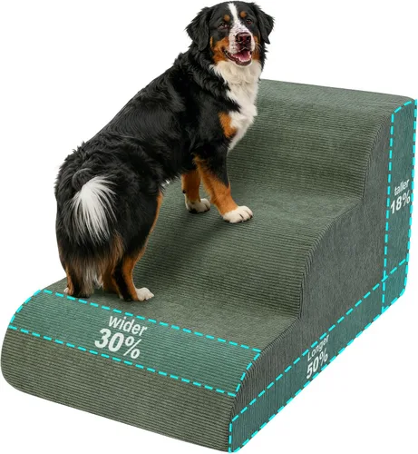 Vista 15 de Escaleras para perros pequeños, rampa de 3 escalones para sofá cama Beige