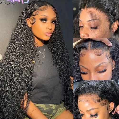 Vista 8 de Pelucas de cabello humano con encaje frontal de onda profunda 13x4 de 180 densidad, peluca frontal de encaje completo HD, pelucas de cabello humano
