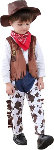 Vista 2 de Disfraz de vaquero de Halloween para niños, disfraz de cosplay, eventos de disfraces, fiestas de juego de rol, trajes de actuación en escenario