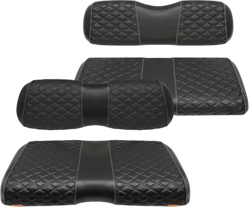 Vista 22 de Fundas de Asiento de Carrito de Golf Delanteras y Traseras Impermeables y Resistentes al Sol de Cuero Vinílico de Grado Marino Accesorios de Negro