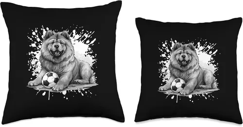 Vista 3 de Dog Sports Team Inc Chow Dog Soccer Team Animal Sports Throw Pillow, 16x16, Multicolor