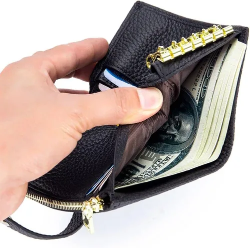Vista 3 de MFFOR Funda de cuero para llaves para mujeres y hombres (negro)