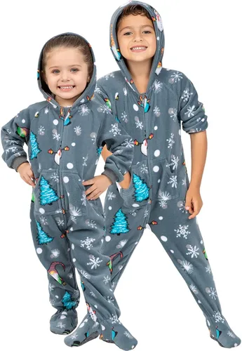 Vista 5 de Footed Pajamas - Enterizo con capucha a juego para la familia Suéteres de una pieza para niños, niñas, hombres, mujeres y mascotas, unisex, Naranja