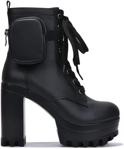 Vista 3 de Cape Robbin Monik - Botines Chelsea de plataforma con tacón grueso para mujer, botines con bolsillo