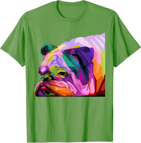 Vista 16 de Camiseta de retrato pop artístico de bulldog británico inglés para dueños de perros, Negro, S