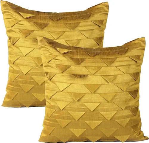 Vista 10 de The White Petals Juego de 2 fundas de almohada de color amarillo canario, estilo origami, texturizadas (amarillo canario sólido, 12 x 12 pulgadas)