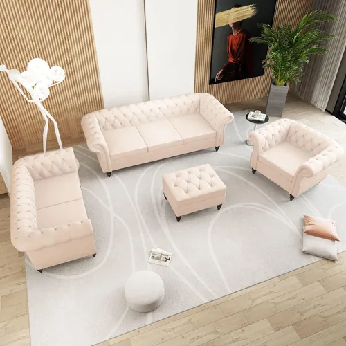 Vista 6 de AVZEAR Silla de Acento para Sala de Estar, Silla de Sofá Tapizada Silla de Sofá Individual con Respaldo Acolchado, Silla de Sofá Chesterfield
