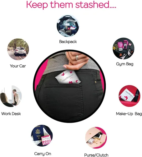 Vista 6 de El kit de higiene esencial 4 en 1 incluye ropa interior sin costuras, toallitas frescas y forro de bragas – Kit de aseo de viaje para accidentes