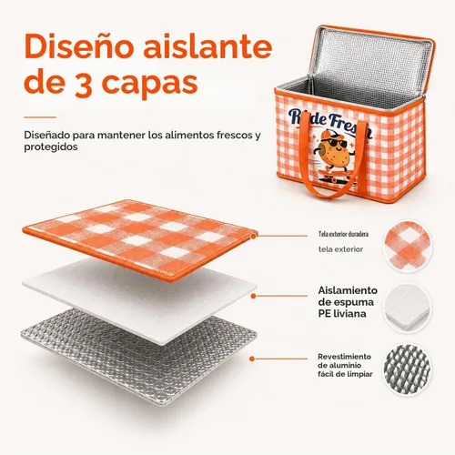 Vista 3 de Paquete de 2 bolsas aisladas reutilizables para comestibles, bolsas enfriadoras plegables para comestibles, bolsa aislante grande de alta Adorable