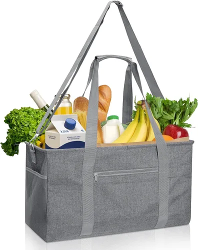 Vista 8 de GARPROVM Bolsa Tote Extra Grande para Comestibles, Bolsas de Compras Reutilizables de 42L, Bolsa de Compras Plegable Bolsa de Playa Cesta de Compras