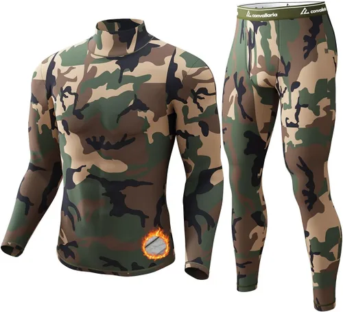 Vista 20 de Thermal Underwear Long Johns for Men Base Layer Cold Weather Set A-Negro