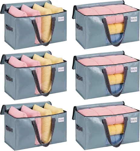 Vista 40 de VENO Paquete de 4 bolsas de mudanza resistentes, bolsas de almacenamiento de ropa y edredón con ventana transparente, suministros de embalaje