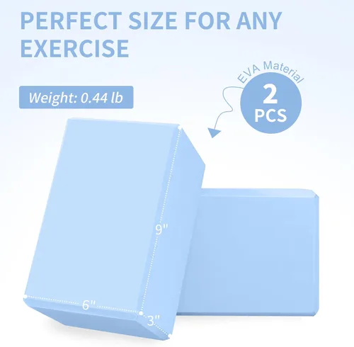 Vista 2 de Yoga Blocks, Non Slip Yoga Bricks, Portable & Lightweight Dense Foam Blocks for Stretching, Toning, and Dance. Grippy Surface Aids Balance and