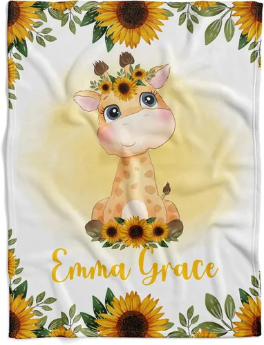 Vista 15 de Kingdora Manta de bebé personalizada con animales – Zoológico, selva, bosque y temática floral – Personalizada, Niñas