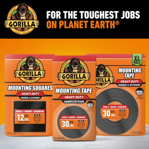 Vista 8 de Gorilla - Cinta de montaje resistente de doble cara; resistente a la intemperie; 1 x 60 pulgadas; negro; (paquete de 2)