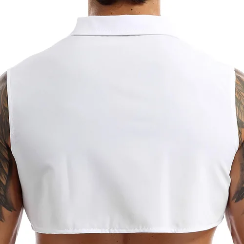 Vista 5 de Cuello falso desmontable Dickey cuello sólido medias camisas falso cuello para hombre joven