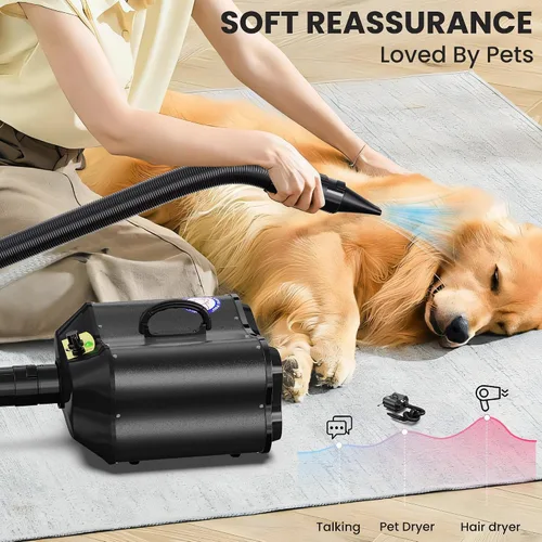 Vista 3 de Flying Pig - Secador de aseo para perros de alto rendimiento con doble motor (negro)