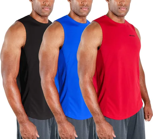 Vista 16 de DEVOPS - Paquete de 3 camisetas sin mangas para hombre, ajuste seco, para músculos, camiseta de entrenamiento