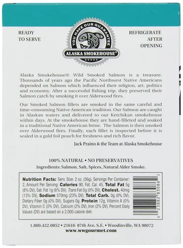 Vista 4 de Alaska Smokehouse Salmón ahumado premium, caja de regalo de 4 onzas
