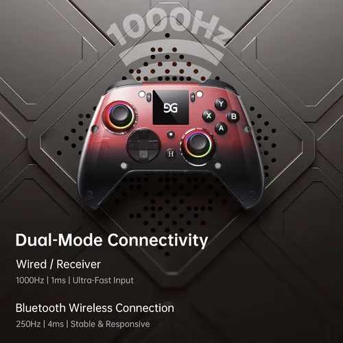 Vista 9 de GUSGU G7 Wireless Gaming Controller with Interactive Screen, 1000Hz Polling Rate, Hall Joysticks & Triggers, 4 Programmable Buttons, Compatible with