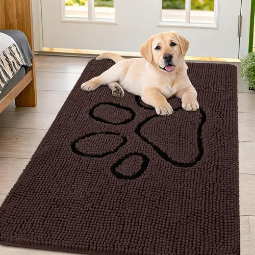 Vista 196 de Smiry Tapete para puerta de perro para patas fangosas, absorbente y Gris y negro