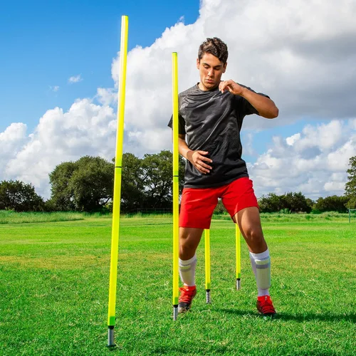 Vista 6 de Champion Sports Agility Training Pole & Hurdle Sets – Speed, Footwork & Coordination Drills, Indoor/Outdoor PVC Poles