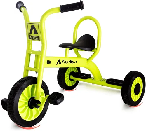 Vista 12 de Triciclo infantil para preescolares a partir de 3 años, ideal para patio de juegos al aire libre y guardería, triciclo de pedal de metal duradero