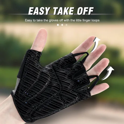Vista 3 de Guantes de ciclismo para hombres y mujeres con almohadilla antideslizante que absorbe los golpes, peso ligero, ajuste agradable, guantes
