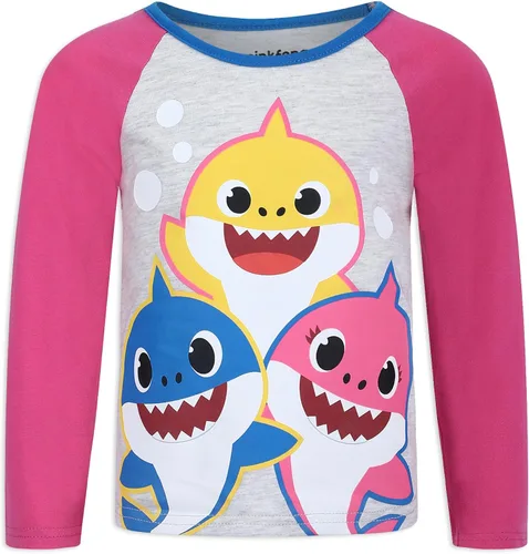 Vista 2 de Nickelodeon Baby Shark - Conjunto de camisa de manga larga y pantalón deportivo para bebés, niños pequeños y niños pequeños, color rosagris