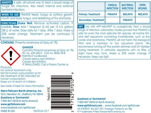 Vista 2 de API PIMAFIX mezcla bordeaux Remedio para peces de agua dulce y salada de 4 onzas (10G), botella negra