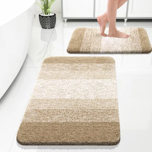 Vista 115 de OLANLY - Juego de tapetes para baño de 2 piezas, de microfibra, suaves y absorbentes, antideslizantes, lavables a máquina y para secadora, felpudos