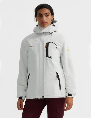 Vista 2 de GEMYSE Chaqueta impermeable de esquí de montaña para mujer, chaqueta de lluvia resistente al viento