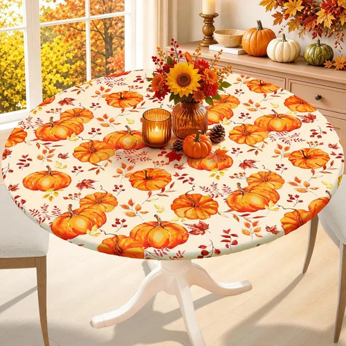 Vista 14 de Smiry - Mantel redondo de elastano, manteles ajustados lavables elásticos para mesas de 36 a 44 pulgadas, cubierta de mesa de picnic elástica