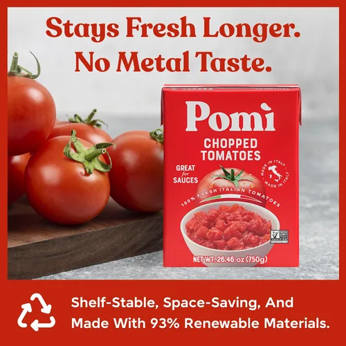 Vista 8 de Pomì - Tomates picados sin OMG, sin gluten, sin BPA, tomates italianos 100% frescos para salsas, pasta y pizza, alternativa a tomates enlatados