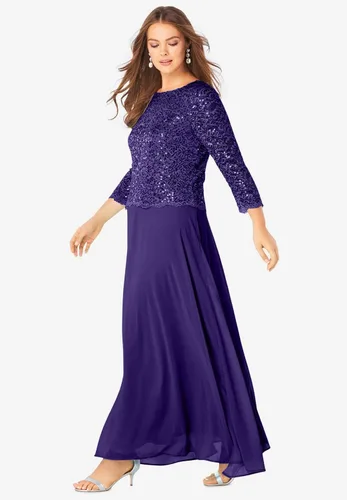 Vista 3 de Roaman's Vestido Popover de encaje de talla grande para mujer