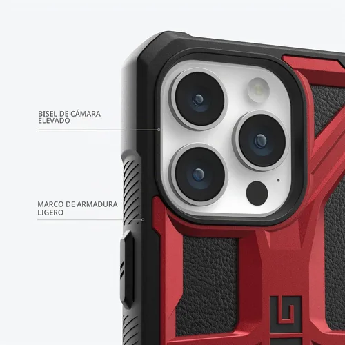 Vista 4 de URBAN ARMOR GEAR UAG Funda [versión actualizada] compatible con iPhone 15 Pro Max de 6.7 pulgadas, Monarch Crimson resistente, resistente grado