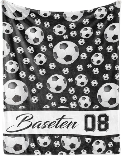 Vista 18 de Manta de fútbol personalizada con nombre, mantas personalizadas suaves para deportes de fútbol, mantas de cama verde, regalo personalizado