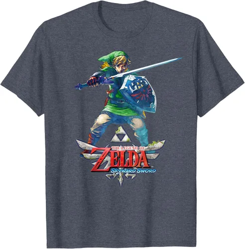 Vista 27 de Camiseta Nintendo Zelda Skyward Sword Link Ready for Battle Negro
