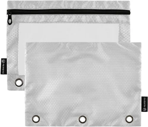 Vista 15 de Gredecor Estuche para lápices con 3 anillos con cremallera negra, paquete de 2 unidades, organizador de carpetas transparentes para ventana escolar