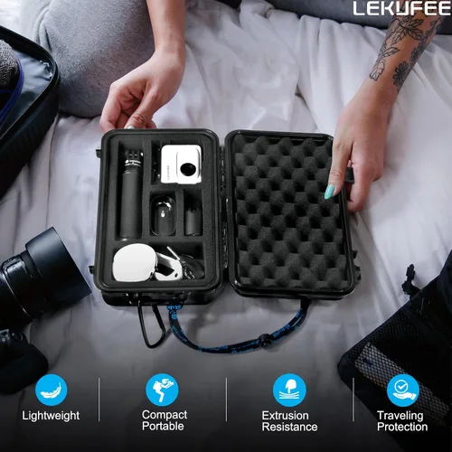 Vista 6 de Lekufee Funda rígida impermeable de viaje para Insta360 GO 3S/3, cámara de acción, cámara de vlogging y accesorios (solo funda)