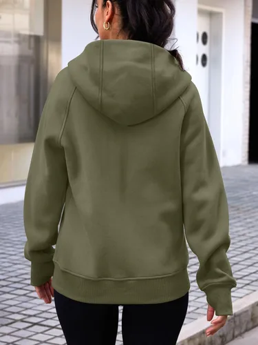 Vista 45 de Trendy Queen Sudaderas con capucha y cremallera para mujer, chaquetas de vellón, talla extragrande, moda de otoño e invierno