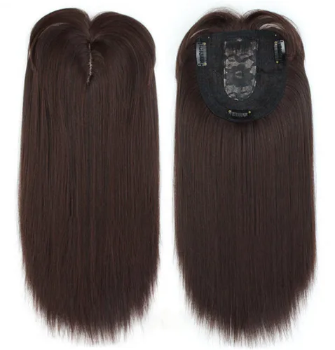 Vista 4 de LXUE Peluca recta de 14 pulgadas con clip para cabello fino, sintético, color negro