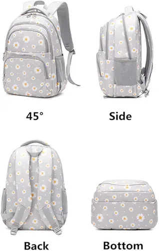 Vista 3 de Daisy Prints - Juego de mochila con kits de almuerzo bolsa de libros para niñas adolescentes 3 piezas mochila escolar degradada para estudiantes