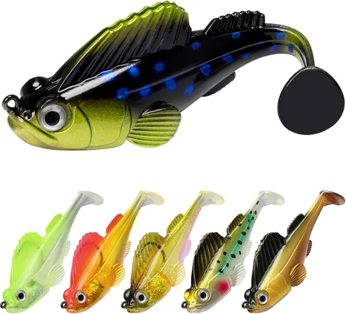 Vista 12 de GOTOUR Pre-Rigged Soft Fishing Lures with Weedless Hook, Lifelike Paddle Tail Swimbaits for Bass Fishing, Freshwater & Saltwater Fishing Bait