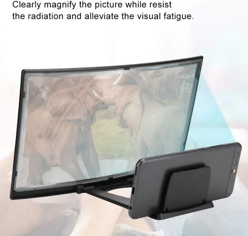 Vista 3 de Lupa de pantalla curvada 3D de 12 pulgadas, HD para video, película, teléfono inteligente, amplificador de pantalla, proyector de soporte