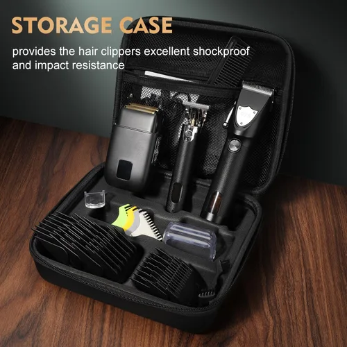 Vista 5 de Suttik Juego de cortapelos profesional para hombres, kit de peluquería y recortadora, afeitadoras eléctricas de aluminio para hombres con estuche