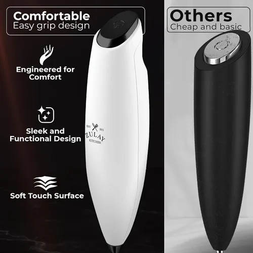 Vista 137 de Zulay Milk Boss Espumador de leche potente manual, hace espuma para latte, batidor para mezclar bebidas, café, miniespumador para capuchino, frappé
