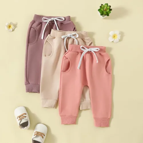 Vista 2 de Shejingb Paquete de 3 pantalones deportivos básicos lisos y suaves de algodón de color liso, pantalones de algodón para otoño e invierno