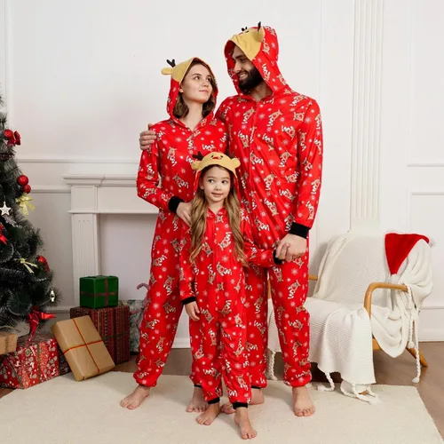 Vista 4 de Adisputent Pijamas de Navidad a juego para la familia, lindos conjuntos de pijamas de manga larga para parejas suaves de una pieza, divertidos
